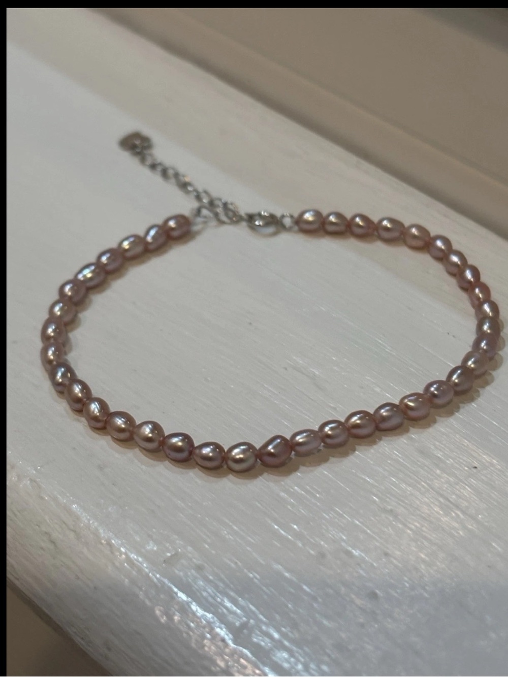 Pink Rice Freshwater Pearl Bracelet On Sterling Silver